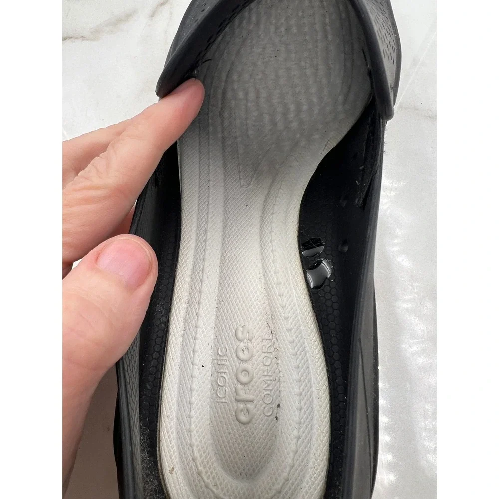 Crocs CitiLane Shoes Mens 13 Roka Black White Perforated Slip On Sneakers